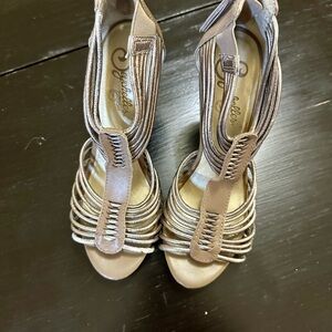 Seychelles Silver Strappy Heels